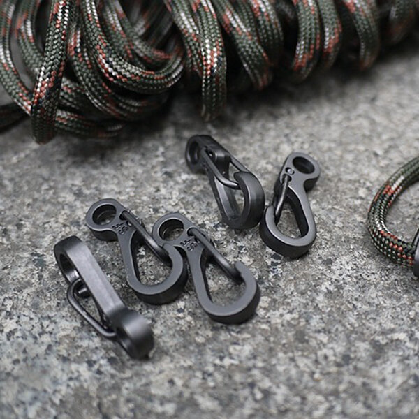 10PCS/LOT Mini SF Spring Backpack Clasps Climbing Carabiners EDC Keychain Camping Bottle Hooks Paracord Survival Gear - Black
