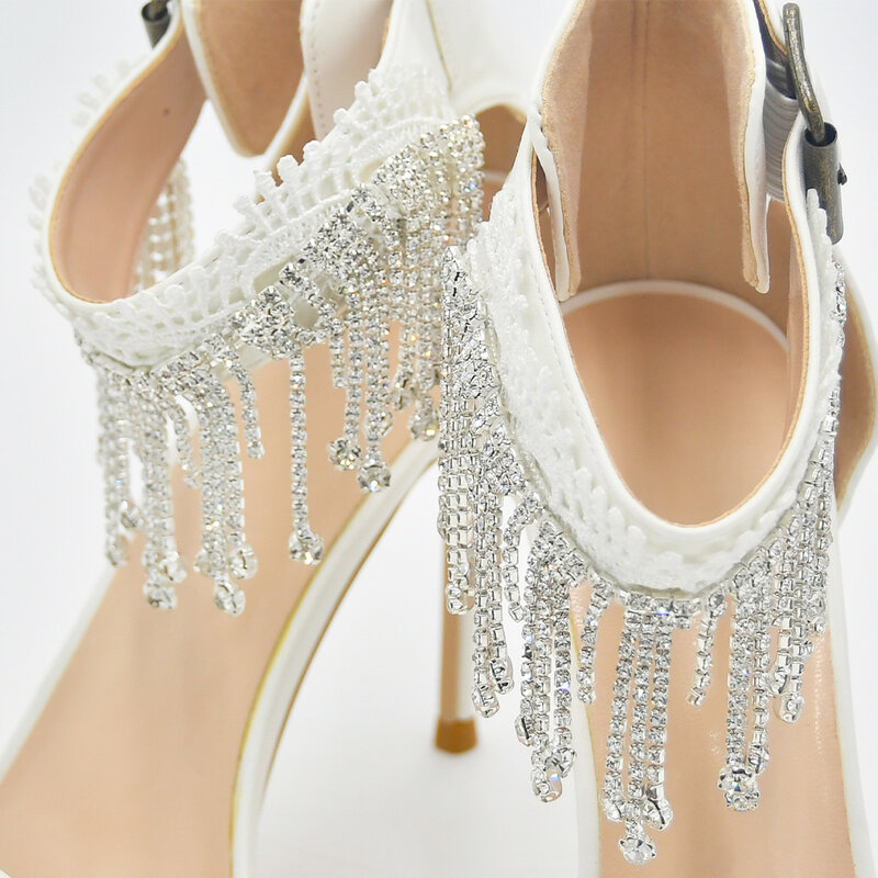 TOPQUEEN-zapatos de tacón alto con borlas y diamantes de imitación AP22, bordado, hecho a mano, para novia, sombreros, bolsas, vestidos, decoraciones