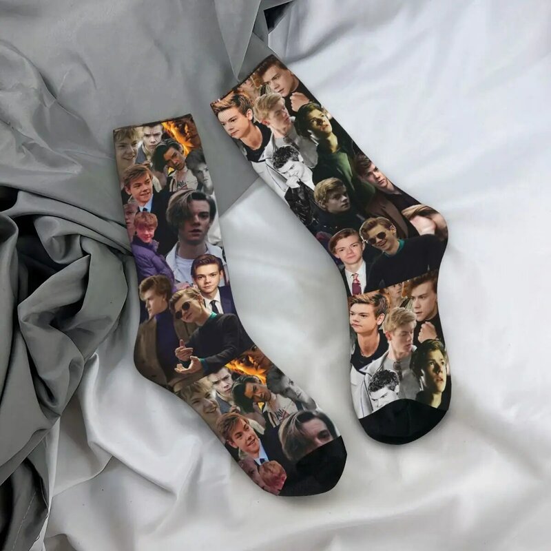 Thomas brodie-sangster collage adulto meias unisex, meias masculinas meias femininas