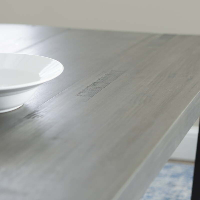BOUSSAC-Table de salle à manger en bois massif, chemins tissés, ferme rustique, gris