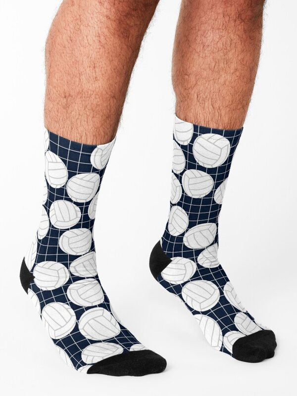 Calcetines con patrón de voleibol para hombre y mujer, medias de moda, venta al por mayor, novedad