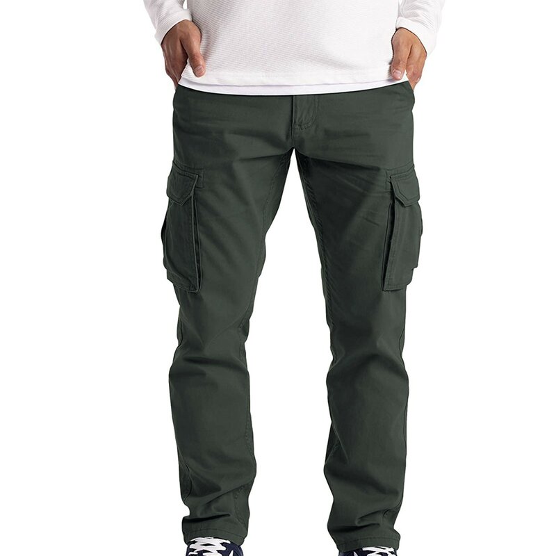 2024 Summer Chic Men Cargo Pants Straight Pants Casual Trousers Cotton Male Tactical Spring Summer Loose Multi-Pocket Sweatpants