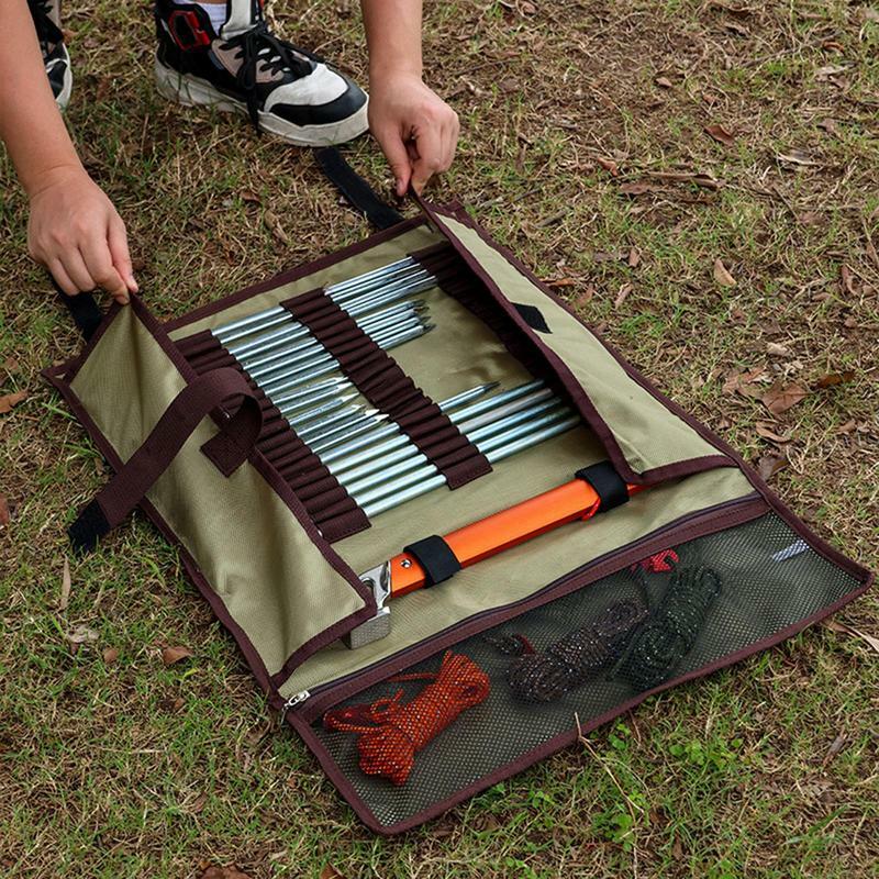 Small Tool Bag Camping Nail Bag For Tent Stake Storage Heavy Duty Tent Stake Roll Bag Tent Accessories Organizer For Tent Pegs