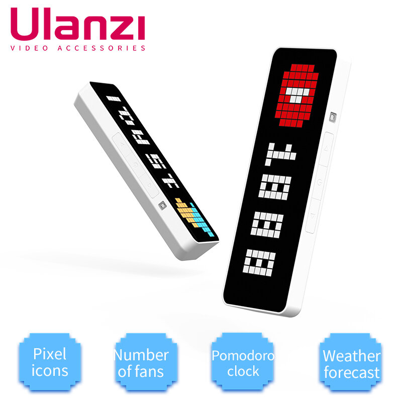 Ulanzi-TC001 Smart Pixel Clock, Seguidores do YouTube, Simulação Previsão do Tempo Função, Pixelated Message Display