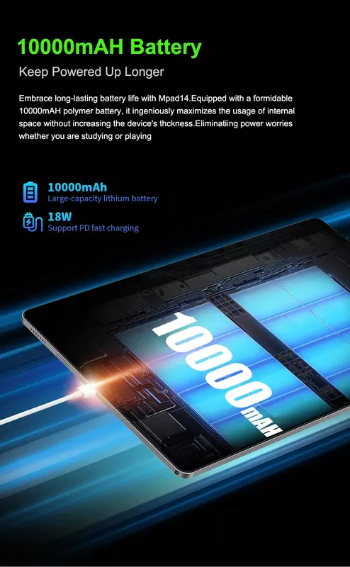 Tablette Android Tab Global Version, 14.1 ", 14", 12 Go + 256 Go, 1920x1080, 4G, Appel téléphonique, WiFi 5G, 10000mAh, Fonctionne