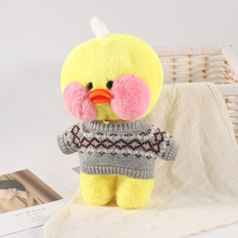 Muñeco de peluche de pato amarillo para niña, de 30CM muñeco de peluche, rosa, Kawaii Cafe Mimi, Animal suave, regalo de cumpleaños para niños