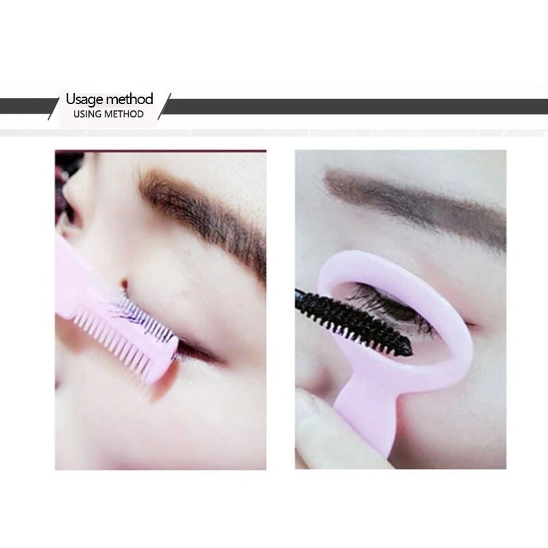 Fácil de usar Pink Eyelash Stencil, Eye Liner, Plastic Eye Lash Card, Mascara Guard, Lightweight Cosmetic Tools Set, 3 em 1, 2Pcs
