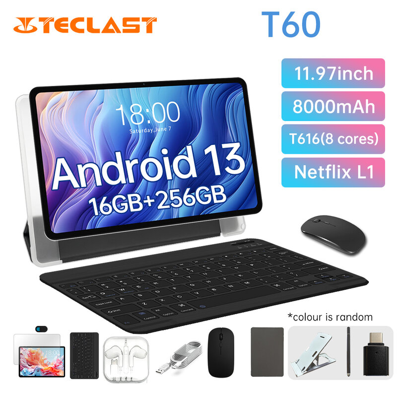 Планшет Teclast T60 2024 (Unisoc T616 8-ядерный 2 ГГц/16 ГБ (8 ГБ + 8 Гб) RAM/256GB ROM/11,97 Inch 1200X2000iPS TDDI/WIFI5G/4G Dual SIM LTE/
