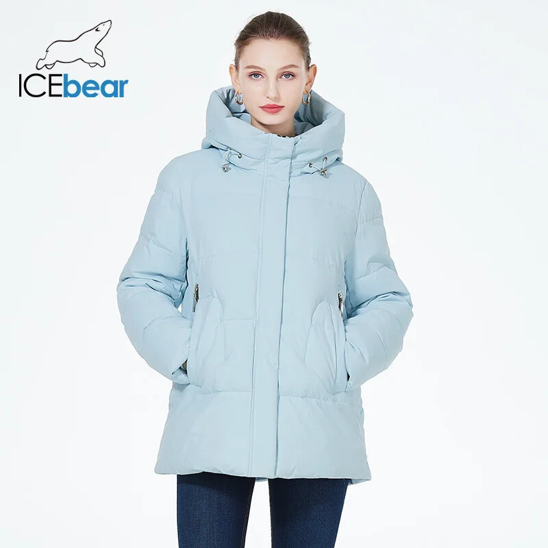 Eisbär Damen Winter jacke warm verdicken kurze Outwear wind dichten Mantel Langarm Reiß verschluss Parka mit Kapuze gwd3911i