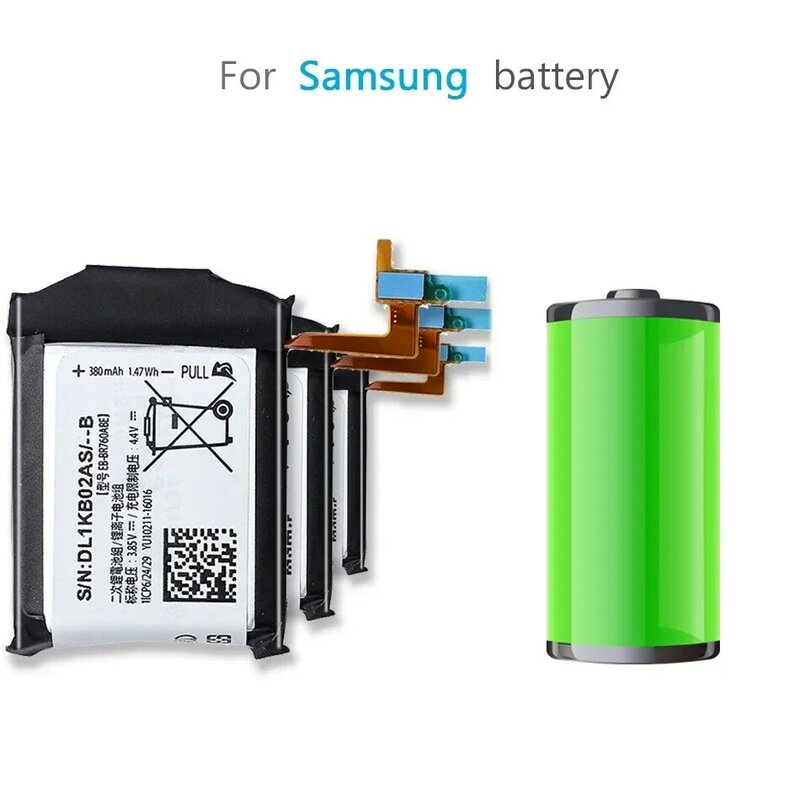 Batería de reloj para Samsung Gear S3 Frontier / S3 Classic, EB-BR760ABE, EB-BR760A, SM-R760, SM-R770, SM-R765, 380mAh, SM-R765S