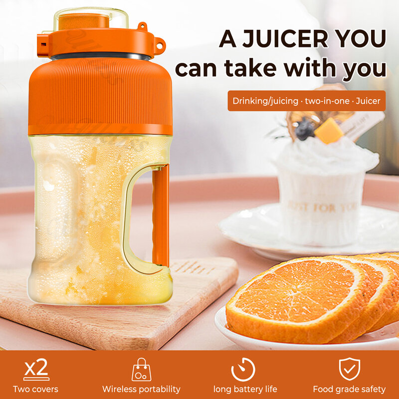 Portable Blender Bottle 70W Powerful Fresh Juice Blender 1000ML 2 In 1 Accompanying Cup Orange Juicer Mixers