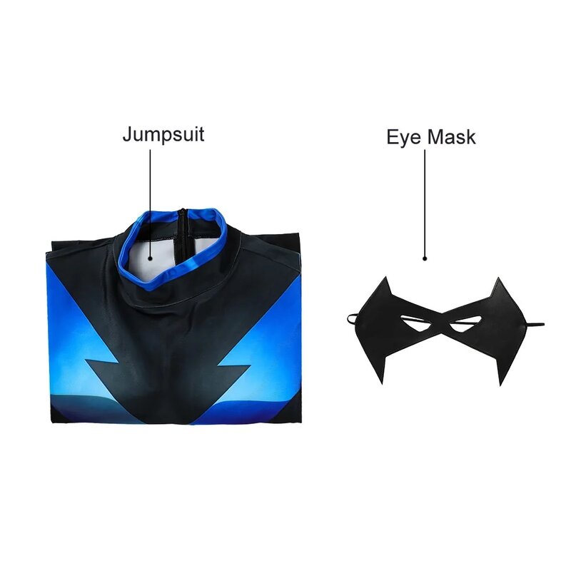 Halloween Role-playing Superhero Red Hood Night Wing Cosplay Costume Dick Grayson Costume Zentai Tight Jumpsuit Mask