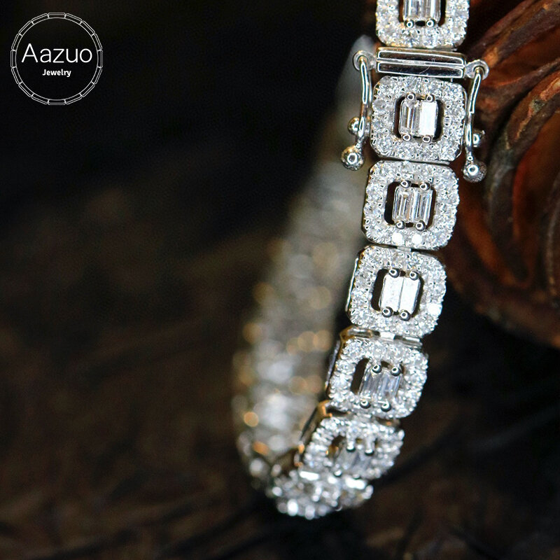Aazuo-18K pulseira quadrada de ouro para mulheres, diamantes reais, upscale, moda, casamento, noivado, festa, 3.5ct, alta qualidade