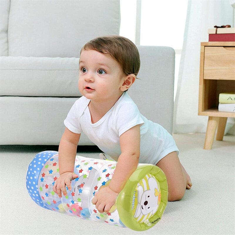 Juguete de rodillo inflable para gatear para bebés de 6 a 12 meses, pelota de PVC para el desarrollo de la barriga, juegos de Fitness, juguetes de Aprendizaje Temprano