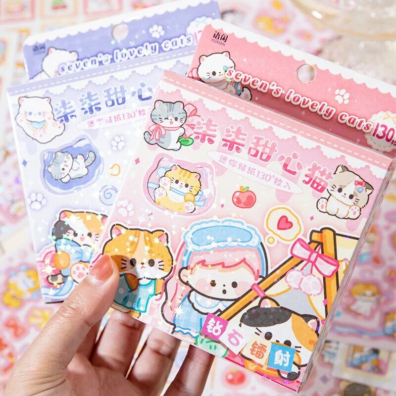4Packs/Lot Qiqi Sweetheart Cat Serie Retro Creatieve Decoratie Diy Kunst Papieren Stickers
