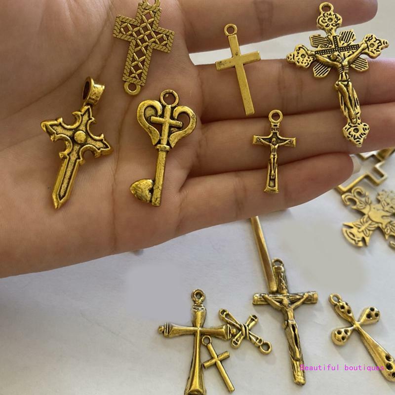 25 Stück Retro-Halskettenherstellungszubehör für Frauen für Kreuzanhänger, Geschenk zur Geburt, DropShip