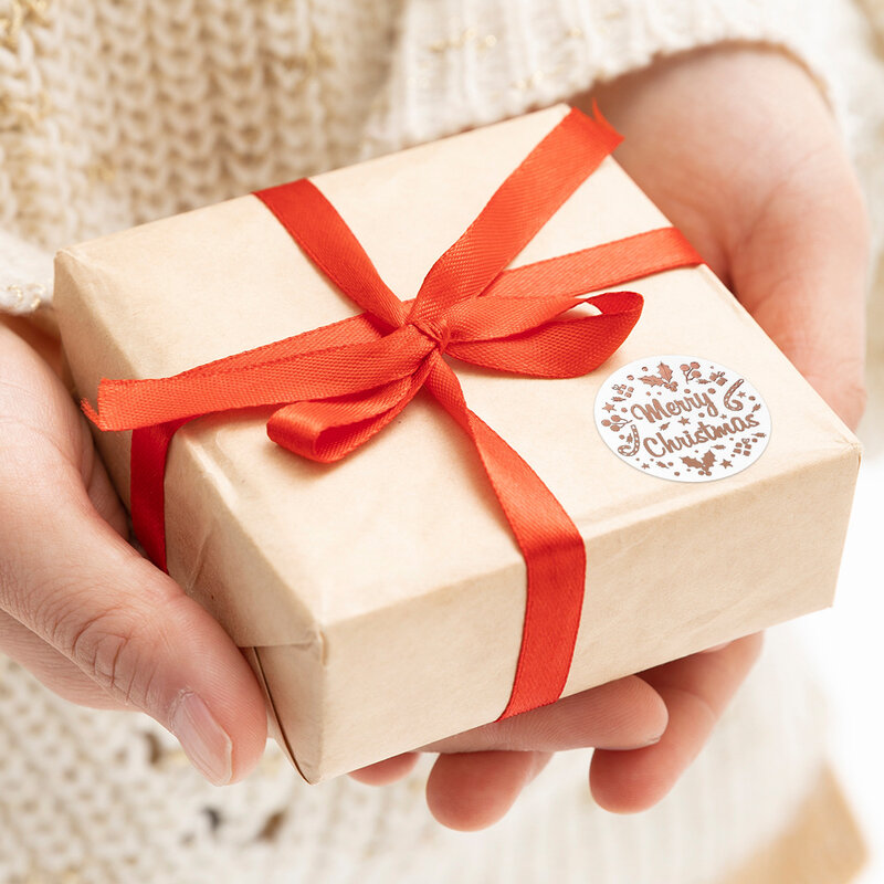 100-500 pz oro rosa buon natale adesivi autoadesivi per le vacanze per decorazioni natalizie festa di nozze cartoline etichetta