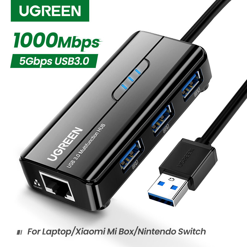 UGREEN-USB 이더넷, USB 3.0 RJ45 1000Mbps 이더넷 어댑터 노트북 샤오미 미 박스 S 셋톱 박스 USB Lan 네트워크 카드 USB 허브