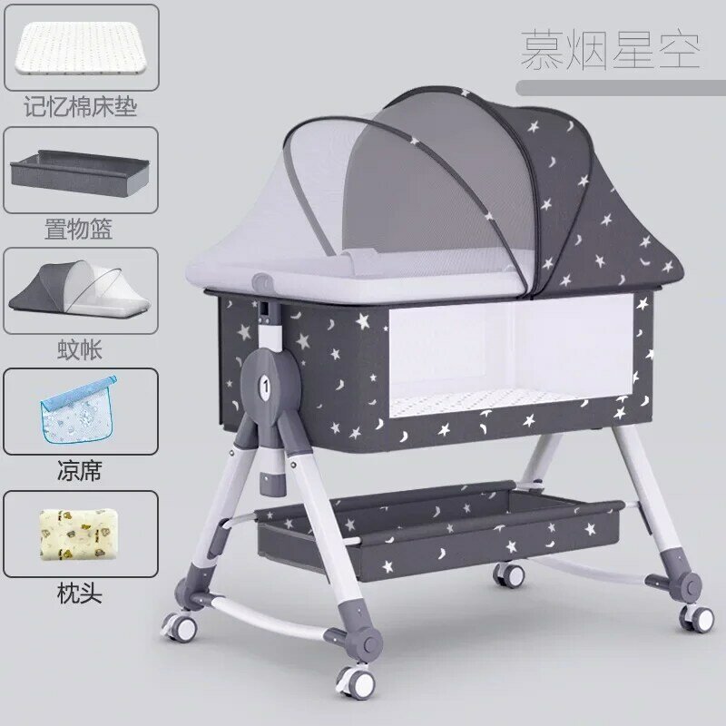 Culla neonato Splicing letto grande lettino a dondolo Bb culla per bambini multifunzionale Mobile pieghevole.