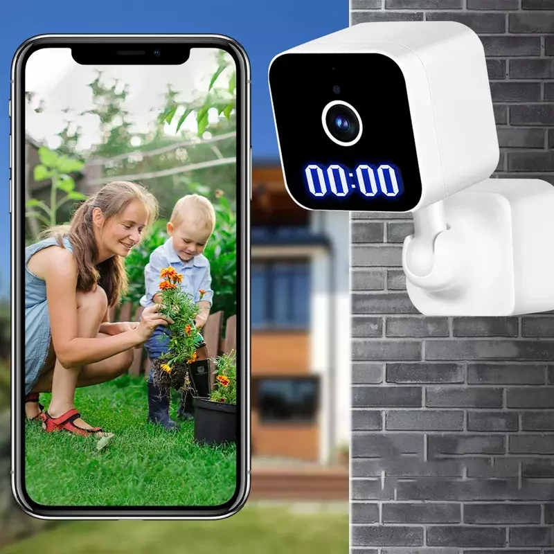 Цифровые часы с управлением через приложение TuyaSmart для детей/домашних животных/собак, Wi-Fi, подключение к камере безопасности, ИК ночное видение, 1080P HD, обнаружение движения с