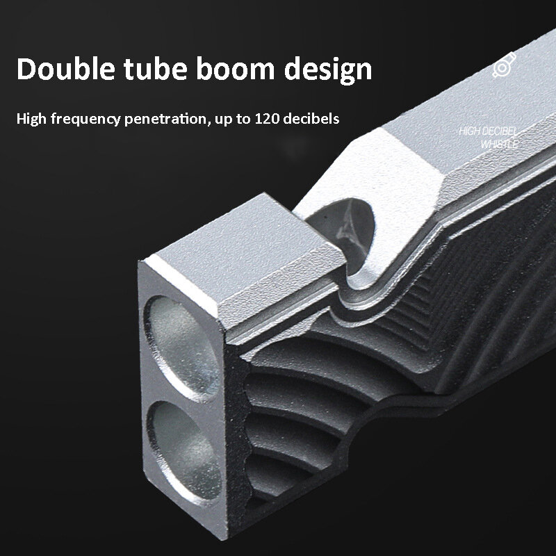 Aluminum Alloy Loud Whistle 2 Tube High-decibel Explosion Portable Outdoor Life-saving First Aid Survival Metal Whistle