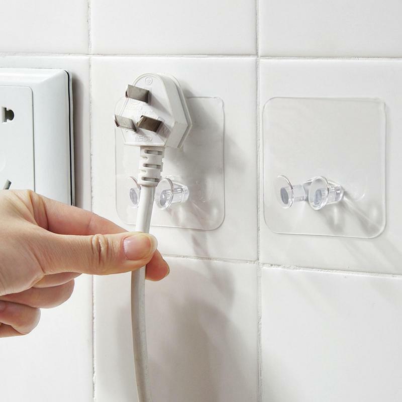 Wall Adhesive Storage Hook Power Plug Hook Punch-Free Power Plug Socket Holder Bathroom Hanger Kitchen Stealth Hook