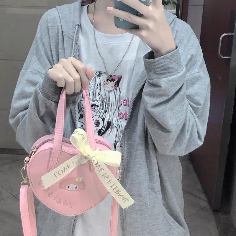 Sanrio Cinnamoroll PU Handbag My Melody Mochila Olá Kitty Side Kawaii Mochila Messenger Dual-use Kuromi saco de armazenamento