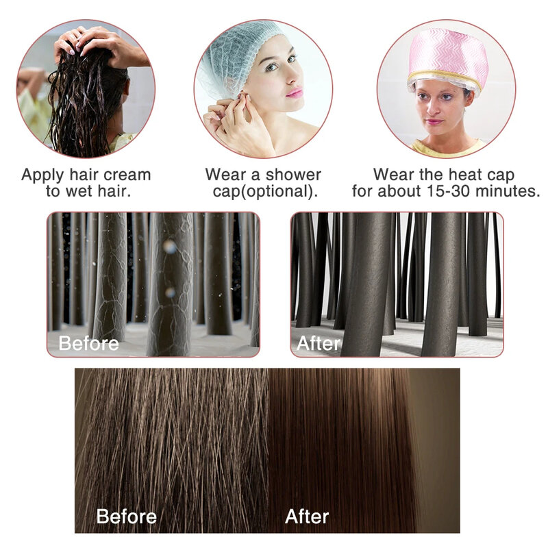 Cuffia per capelli elettrica cappello Salon Spa Steamer trattamento termico per capelli maschera per capelli nutriente cuffia per olio da forno asciugacapelli cappello termico cura dei capelli