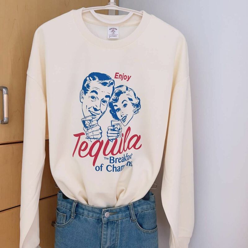 Genießen Sie Vintage einfache Baumwolle Sweatshirts Frauen Brief Grafik Langarm lose Pullover Sweatshirt Harajuku Casual Print Top c