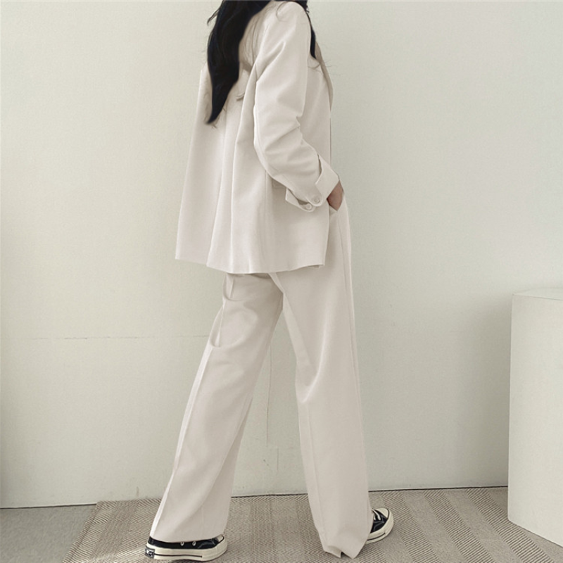 Wysoka talia szerokie nogawki spodnie damskie drapowane dopasowane spodnie wiosna jesień luźna cienka kieszenie biurowa damska pełnowymiarowa odzież robocza