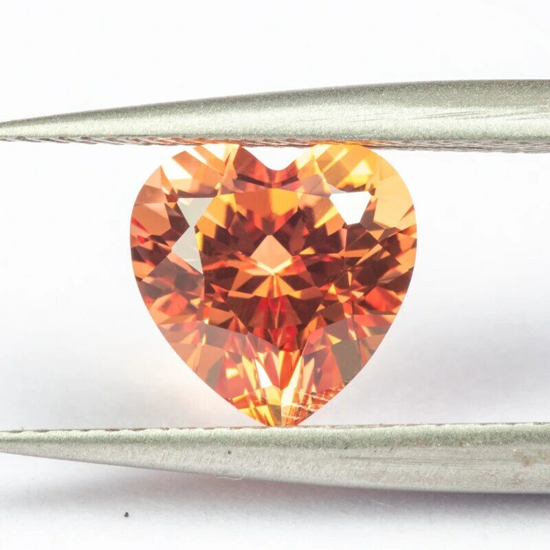 Lab tumbuh safir warna oranye bentuk hati pesona sangat mengkilap kualitas DIY cincin kalung anting bahan sertifikat