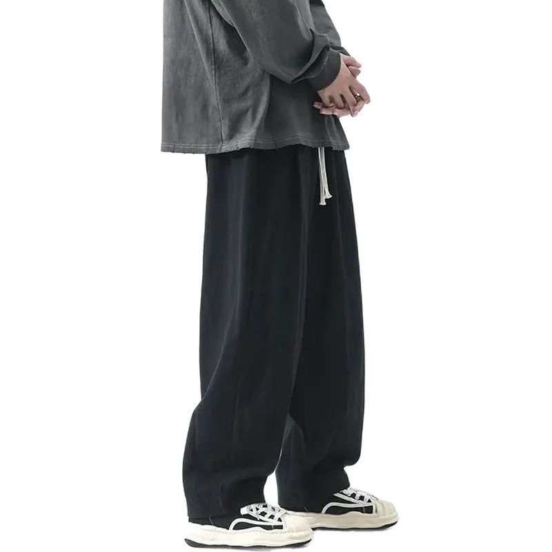 Pantalones informales de pierna ancha para hombre, Pantalón de algodón de gran tamaño, Color sólido, moda para correr, ropa de calle coreana, Vintage, 5XL, 2024