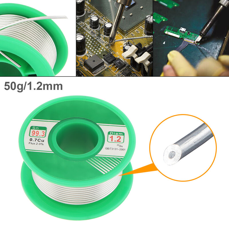 0.8mm 1mm 1.2mm 1.5mm 50g 100g Soldering Tin Wire Tin Sn99.3 Cu0.7 Rosin Core Low Melting Point Electric Soldering Iron