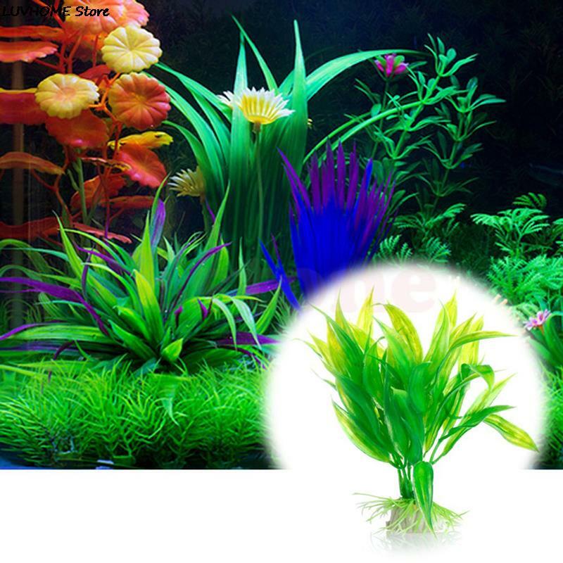 Plante d'Eau Artificielle en Plastique pour Décoration d'Aquarium, Poisson Précieux, Fleur, Ornement, Accessoires Inclus
