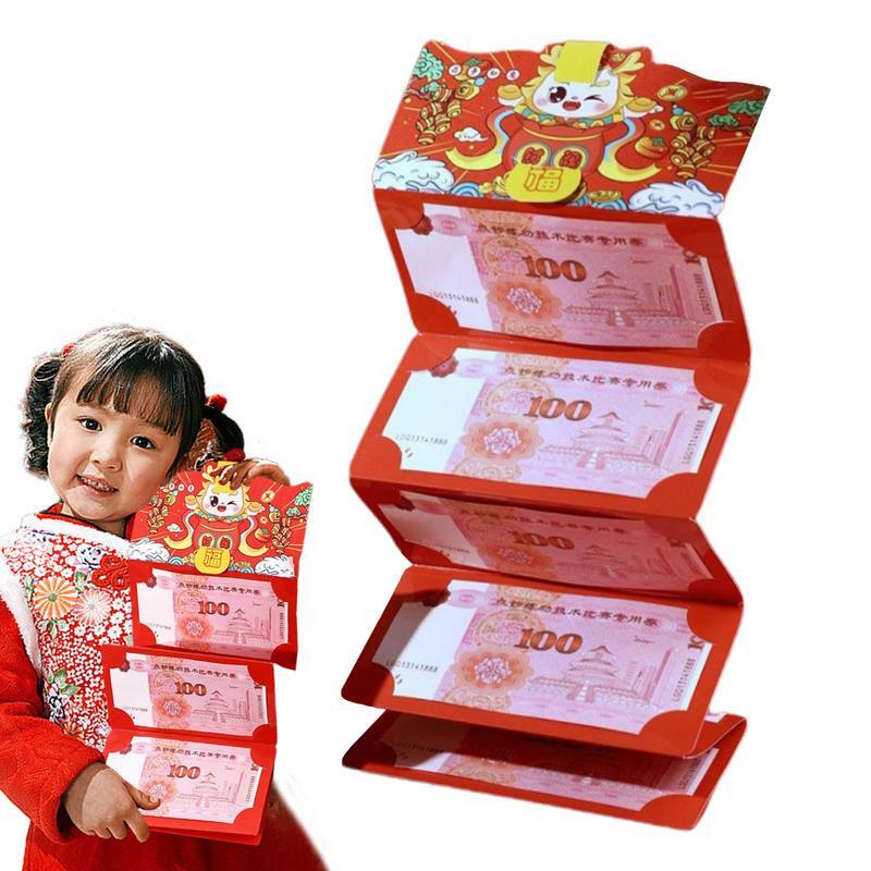 Envelopes vermelhos dobráveis para Housewarming, decorações do festival da primavera, pacotes do dragão, ano novo, 2024