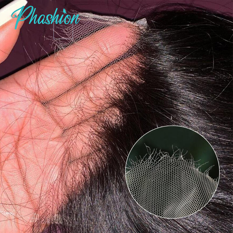 Phashion  HD 13x6 13x4 Lace Frontal Straight Pre Plucked 4X4 5x5 6x6 Swiss Full Closure Only Natural Black 100% Remy Human Hair
