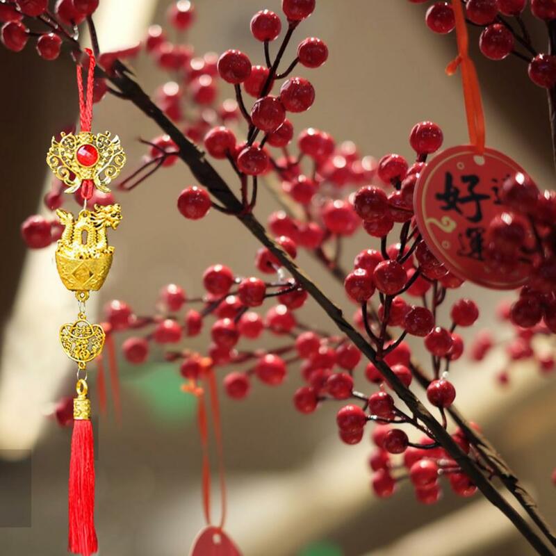 เครื่องประดับแขวนรูปมังกร3D เทศกาลฤดูใบไม้ผลิของจีนพู่สีแดง2024ปีของมังกรแขวนประดับจี้ตกแต่งปีใหม่