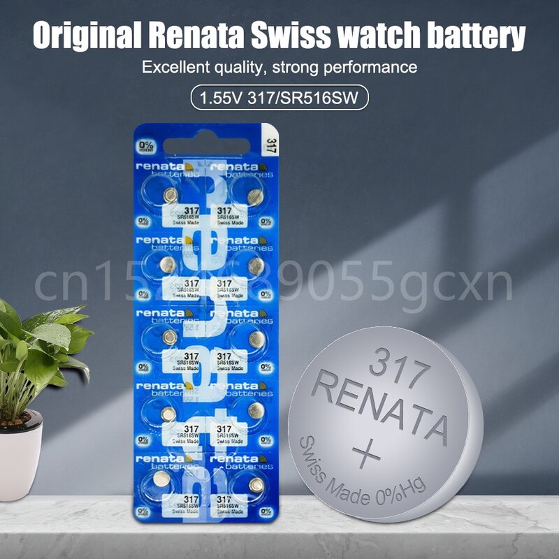 Oryginalna Renata 317 SR516SW V317 SR62 D317 1.55V bateria zegarka z tlenkiem srebra do zegarka wykonane w szwajcarii ogniwa monetowe przycisku