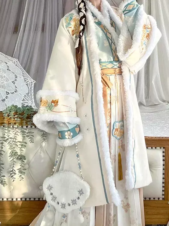 Hanfu kostum Cosplay lagu, gaun dansa panggung bordir tradisional Tiongkok musim gugur dan musim dingin, kostum Cosplay peri wanita