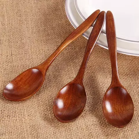 1 pz 18cm legno naturale stoviglie ambientali in stile giapponese cottura cucchiaio da caffè al miele cucchiaio da miscelazione cucchiaio da pranzo