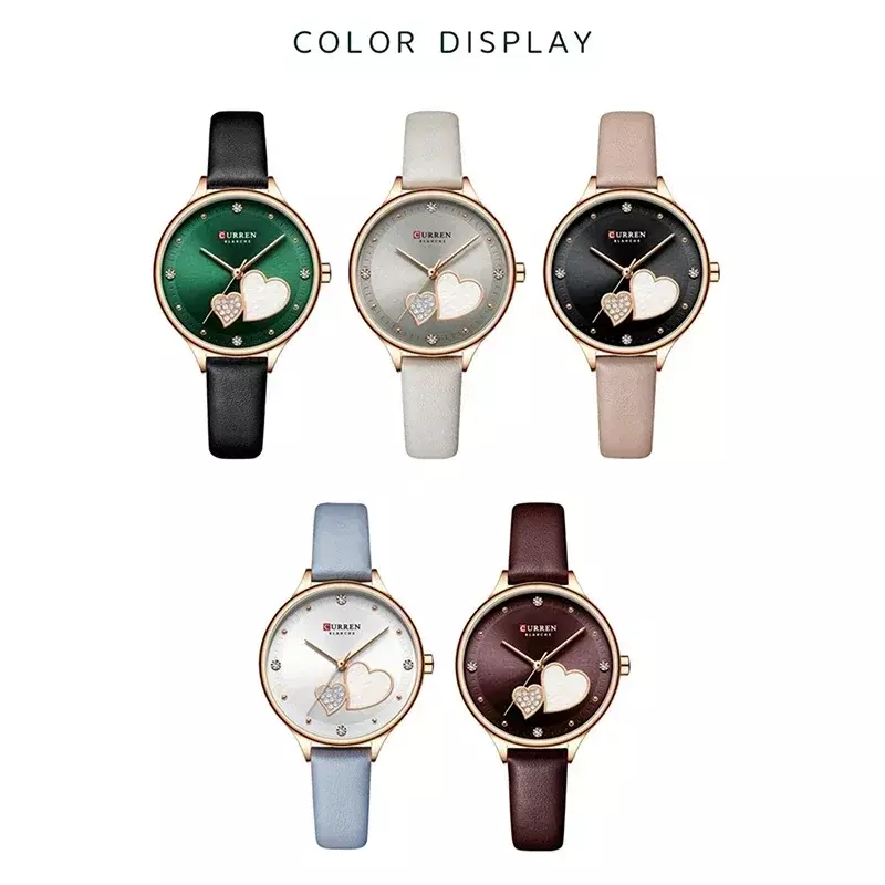 Роскошные женские наручные часы Curren, модные золотистые кварцевые наручные часы для женщин, водонепроницаемые дамские часы с кожаным ремешком, подарки
