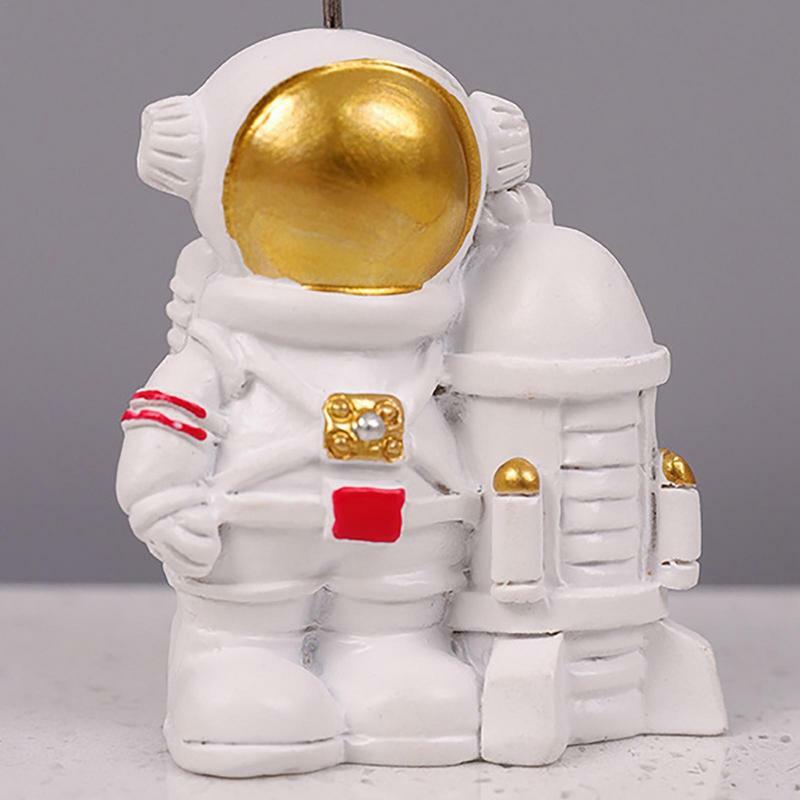 Portafoto astronauta clip per foto clip per foto astronauta dorato Mini clip per portafoto in resina supporto da tavolo creativo carino