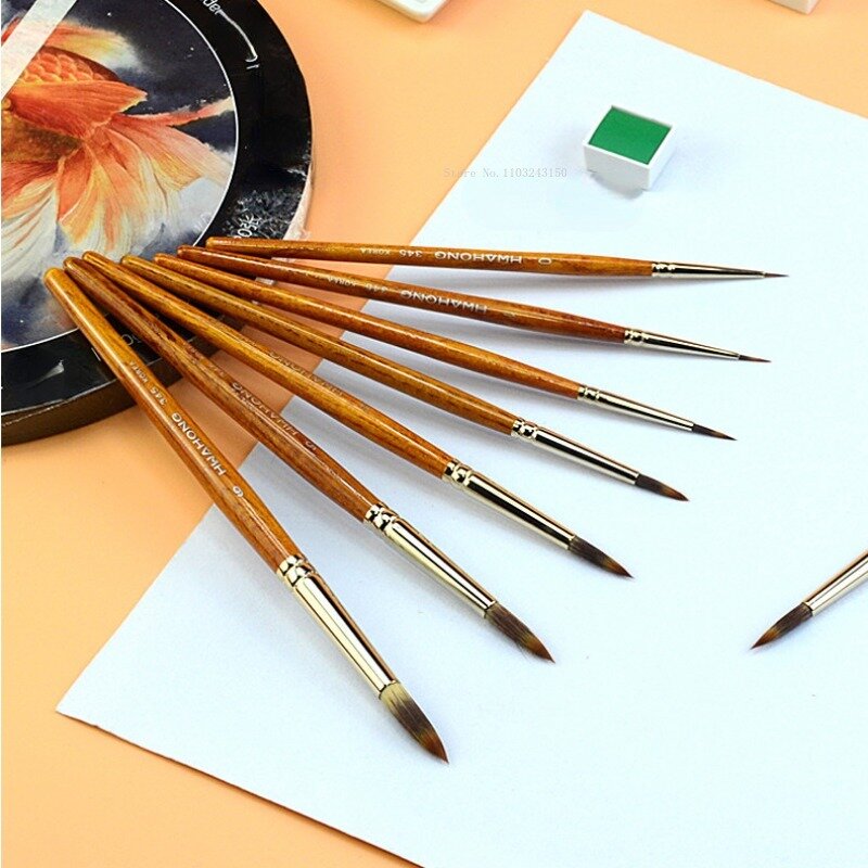 5pcs Nylon Wool Round Head Watercolor Brush Set Beginners Watercolor Painting Creation Details Drawing Paint Brushes Art Tool