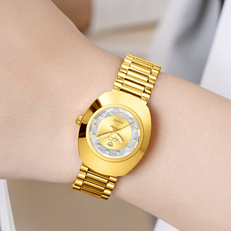 KKY 2024 Luxury Golden Quartz Wristwatches For Women Ladies Fashion Waterproof Female Rhinestone Girl Watches Relogio Feminino C