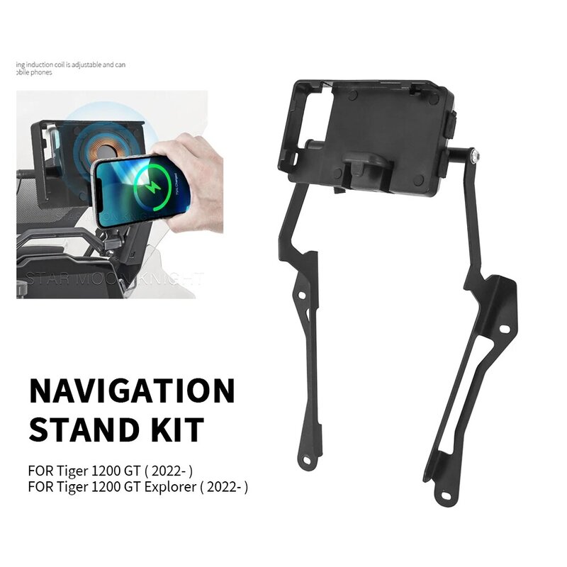 Motocicleta GPS Navigation Plate Bracket, suporte do pára-brisa, suporte do telefone móvel, suporte do telefone, apto para Tiger 1200 GT Explorer 2022