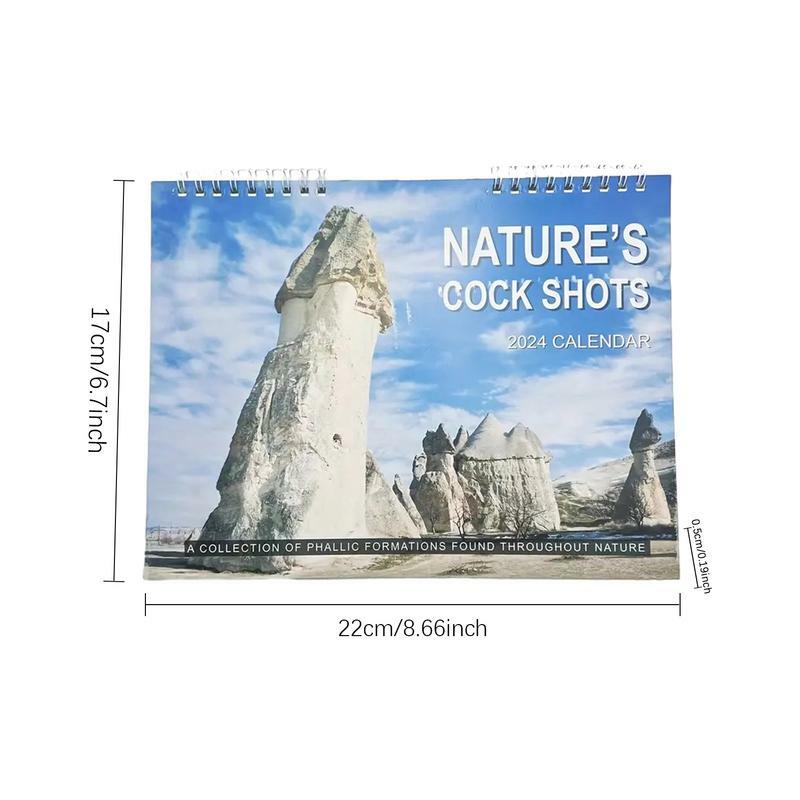 Естественный настенный календарь ежемесячный естественный календарь 2024 устойчивый к разрыву календарь для любителей путешествий смешной настенный календарь