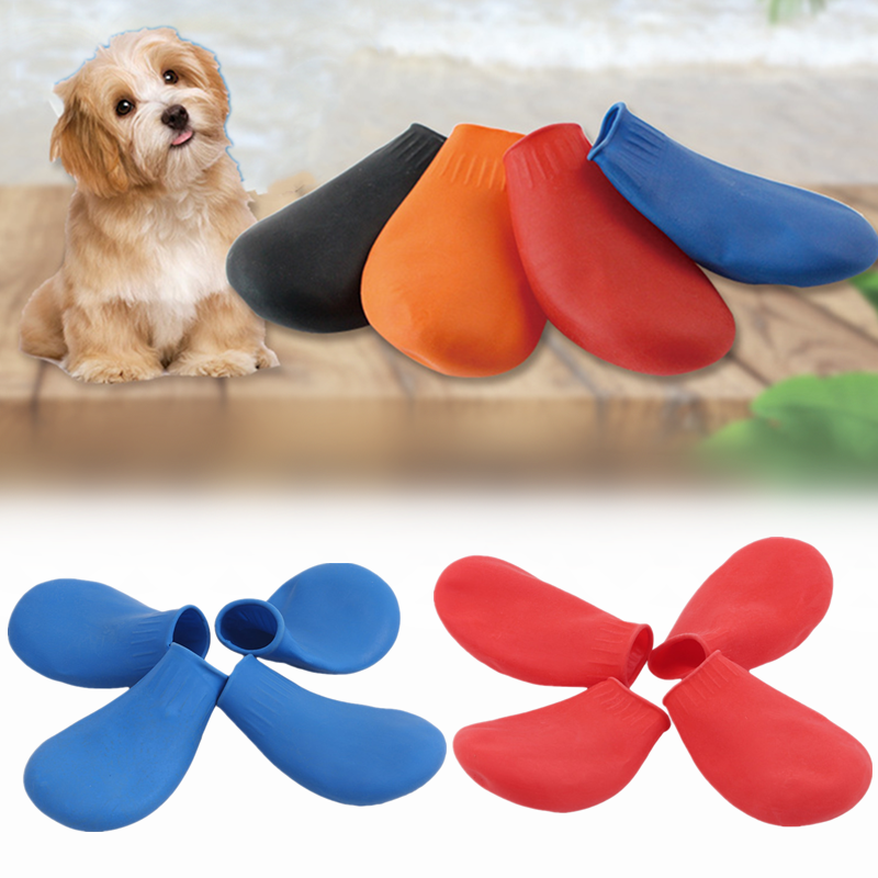 4 pezzi scarpe da pioggia impermeabili per animali domestici stivale in gomma antiscivolo per scarpe da pioggia per cani e gatti calzini per cani di taglia piccola e media forniture per animali domestici