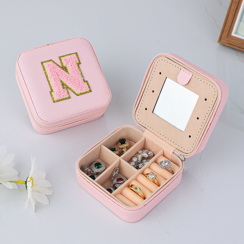 Portable Jewelry Storage Box com letras modelos, simples e requintado, elegante e encantador