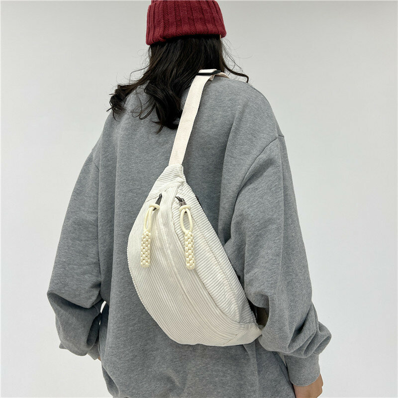 Bolso de pecho cruzado de moda para mujer, bolso de cintura de un hombro a rayas de viaje para estudiantes universitarios, edición coreana, alta calidad