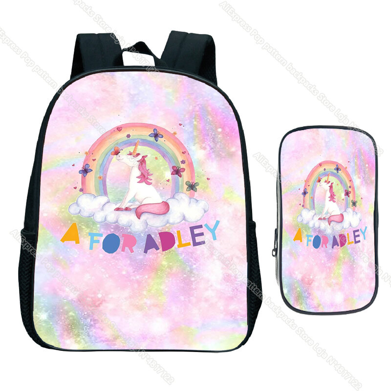 Рюкзак для детского сада A for Adley, набор из 2 предметов, рюкзак для книг с единорогом, Радужное мороженое, детский мультяшный подарок на день рождения, рюкзак